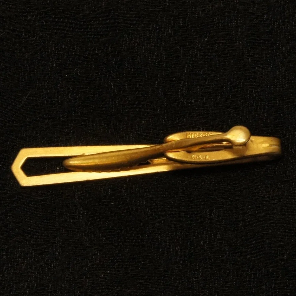 Vintage Hickok Tie Clip Bar‎ Gold Tone USA Mens Slim Tie Bar